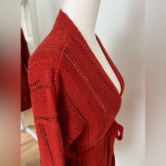 Anthropologie Rich Red Belted Cardigan - Picture 6 of 16